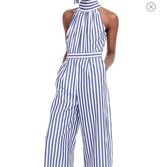J. Crew Blue and White Stripped Jumpsuit - Picture 2 of 4